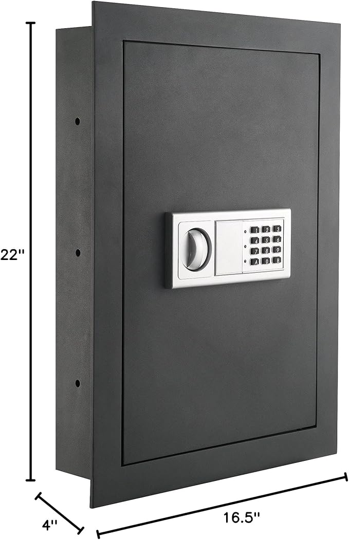 In-Wall Safe with Electronic Keypad and 2 Manual Override Keys - Protect Money, Jewelry, and Passports at Home or Business by Paragon Safes (Gray)