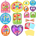 Qyeahkj 36 Set Easter Suncatchers Crafts for DIY Resurrection Church Window Tissue Paper Crafts Kit He is Risen Hanging Decor for Religious Cross Home Activity Art Project Favor Gift