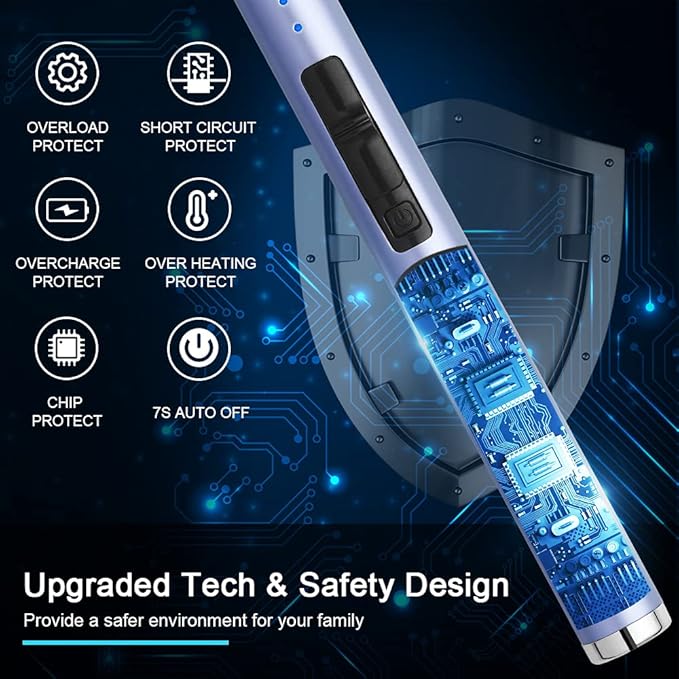 ARECTECH Rechargeable Electric Candle Lighter Arc Plasma Windproof Lighter for Candle Kitchen Birthday Gift for Mom Men Wife with Type-C Cable Blue
