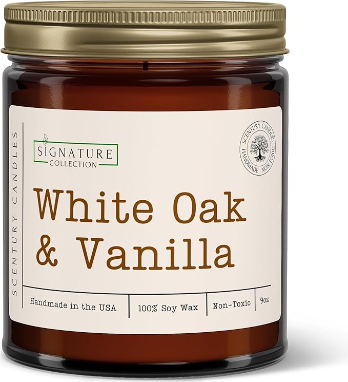 White Oak Vanilla Scented Candle, Many Scents to Choose from, All Natural Non-Toxic Soy Wax, Handmade in The USA (White Oak & Vanilla)