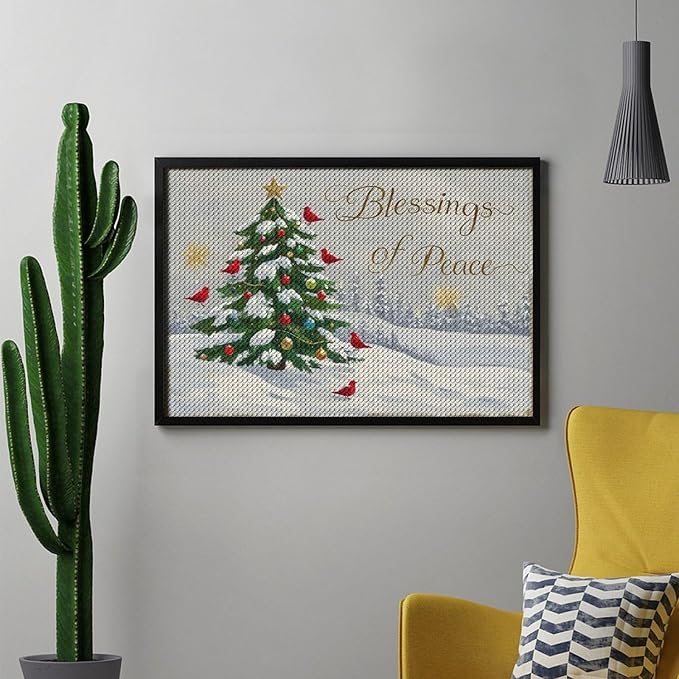 Diamond Painting Kits for Adults - Christmas Snowy Pine & Inspirational Blessings of Peace Painting DIY 5D Full Drill Diamond Dots Paintings with Diamonds Gem Art And Crafts Home Decor 8"x12"