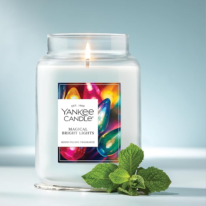 Yankee Candle Magical Bright Lights, Christmas Scented Candle, 22oz Large Jar with up to 150 Hour Burn Time, Giftable