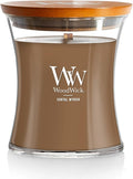 WoodWick Medium Hourglass Candle Santal Myrrh - Premium Soy Blend Wax Pluswick Innovation Wood Wick Made in USA