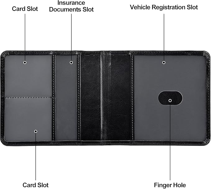 HerriaT Car Registration and Insurance Card Holder - Leather Vehicle Glove Box Automobile Documents Paperwork Wallet Case Organizer for ID, Driver's License, Key Contact Information Cards - Men&Women