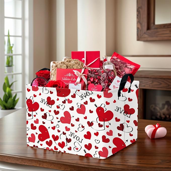 Valentine's Day Basket Gift for Empty Cute Heart Large Storage Bin for Kid and Baby Room Décor (Love Arrow Heart)