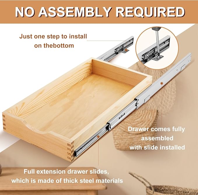 Sintuff 4 Pack Wooden Pull out Tray Cabinet Organizer Gentle Close Roll out Shelves for Kitchen Cabinets Fully Assembled Slide Pantry Shelves (12'' X 21'')