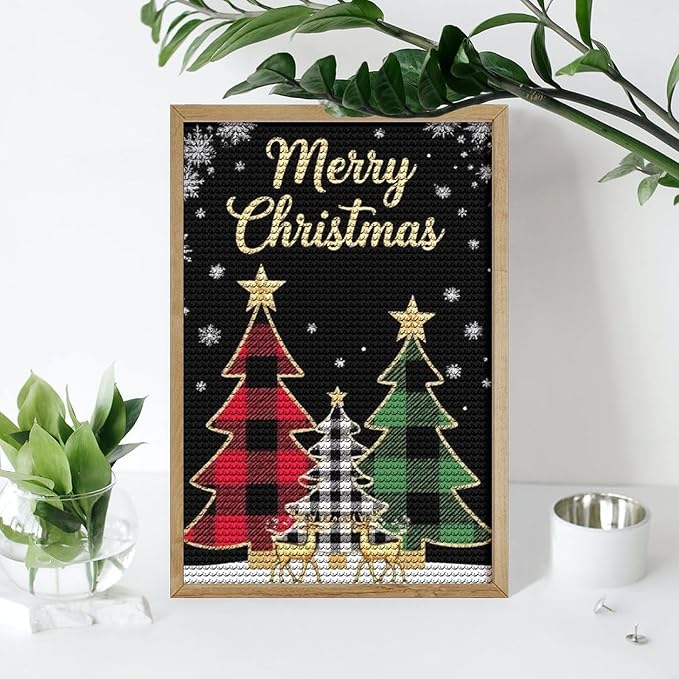 AIVKIEJK Diamond Painting Kits for Adults - Merry Christmas Tree Holiday Painting DIY 5D Full Drill Diamond Dots Paintings with Diamonds Gem Art and Crafts Home Decor 8"x12"