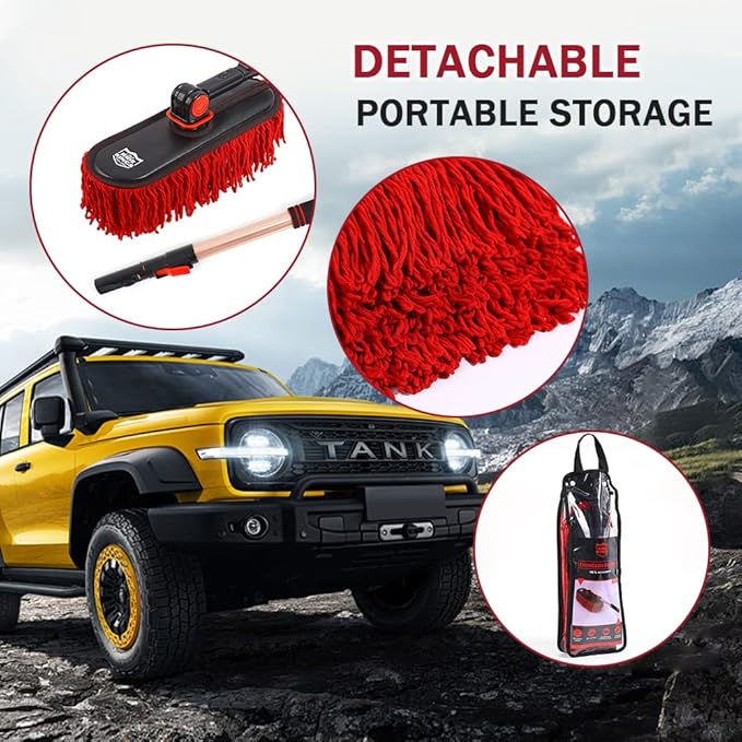 Car Cleaning Supplies Duster, Exterior Scratch Free, Soft Brush Kit for Truck SUV RV Motorcycle, Wax Cotton Hair, Extendable Handle, Car Feather Duster No Lint, Gifts for Men Women