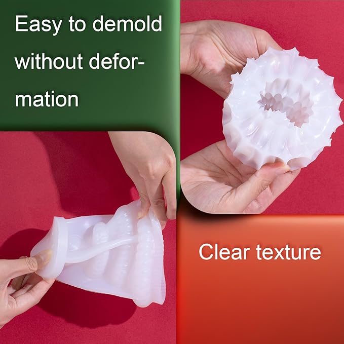 3D Christmas Tree Silicone Candle Soap Epoxy Resin Wax Mold Silicone Shapes Christmas Trees Mold for Candle Resin Soap Craft Cake Chocolate Making Kit Christmas Gift (Flower Christmas Tree)