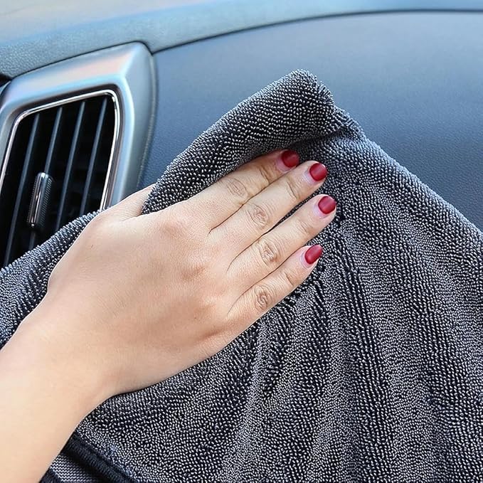 Car Interior Suede Cleaning Towel for Sonata SEL 2024, Ultra Soft High Absorbent Lint Free Scratchless Auto Detail Cloth Grey,XS30cm×30cm