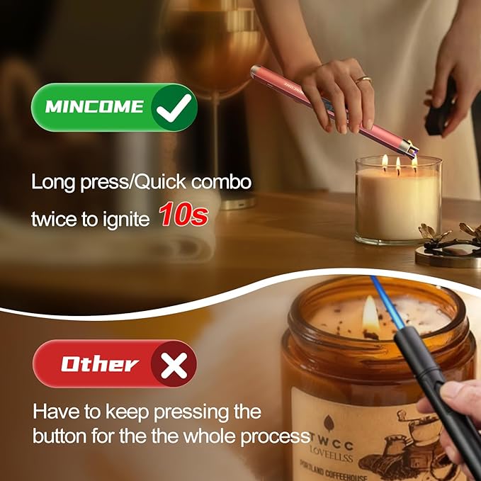 Candle Lighter Electric Rechargeable USB Plasma Arc Lighter with Safety Lock, Windproof Flameless Long Matches Lighters for Candle,Grill,BBQ,Camping,Gas Stove