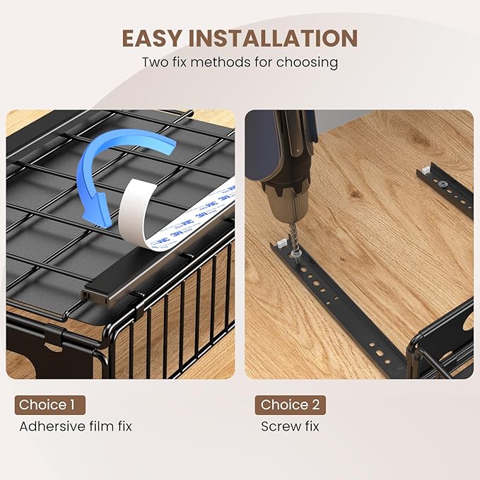 Pull Out Cabinet Organizer, 2 Pack Heavy Duty Slide Out Drawers Pantry Shelves Fixed With Strong Adhesive Glue and Handle for Kitchen, Living Room, Bathroom, Home (14.8" D X 9.6" W X 3.9" H)