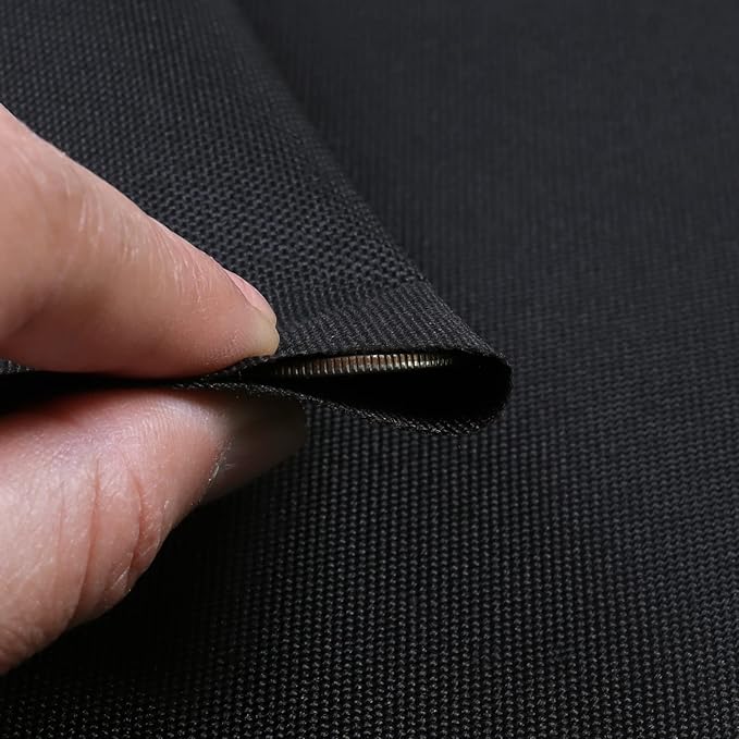 Soft Waterproof Canvas Fabric PU Backing, 600 Denier Ripstop UV Protection 18 x 60 Inch Canvas Cordura Fabric for Outdoor/Indoor, DIY Crafts, Bags, Awning, Marine, Furniture Cover(Black)