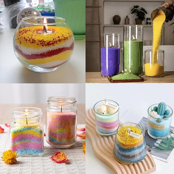 Blingfun 5 Color DIY Sand Wax Candle Making Kit – Refillable Pearled Wax with Candle Wicks, Scented Candle Supplies for Halloween, Christmas, Wedding, Home Decor (Sand Candle Craft Kit)