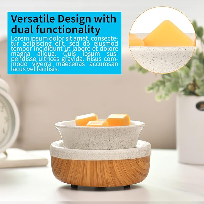 mocosa Ceramic Wax Melt Warmer 3-in-1 Candle Warmer Electric Wax Warmer for Scented Wax Burner for Home,Office, for Mom Women(Reddish Brown)