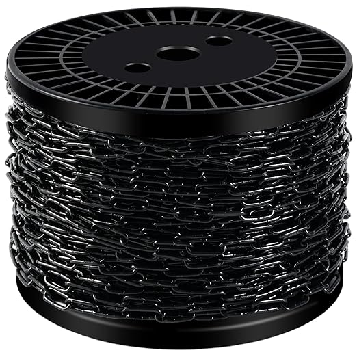 150 ft 1/12" Metal Hanging Chains Fixture Chain Decorative Black Chain Light Duty Chain Utility Chains for Hanging Plants, Basket, Light Fixture, Chandelier, Lamp (2mm 150ft)