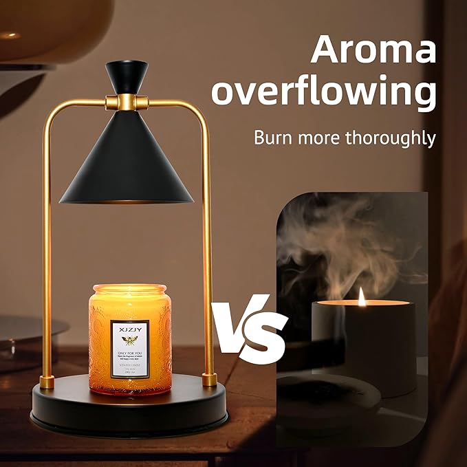 XJZJY Candle Warmer Lamp with Timer Dimmer,Unique Birthday Gifts for Women Mom,House Warming Gifts New Home Room Decor,Wax melt Warmer for Scented Wax Jar Candles,Black-Large