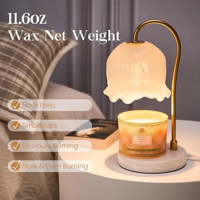 M&SENSE Plaid Pattern 3 Wick Soy Candles,11.64 oz Large Golden Fig Scent Candle for Relaxation, Gifting, Home Décor | for Bedroom, Office, Party