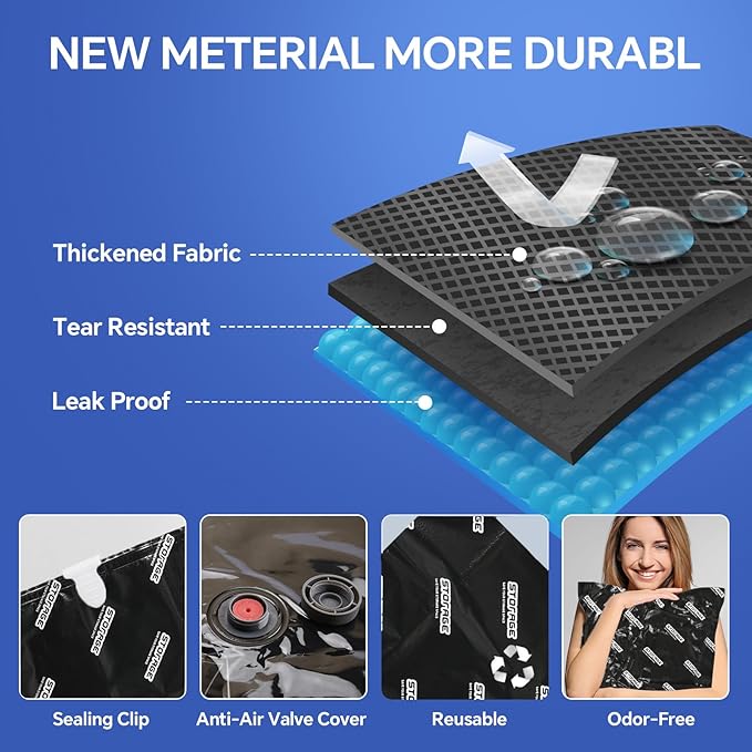 Jumbo Vacuum Storage Bags with Electric Pump, 10 Pack Vacuum Seal Bags for Clothing, Bedding, Pillow, Comforters, Blankets, Compression Bags Includes Portable Fast Pump for Home Organization Storage