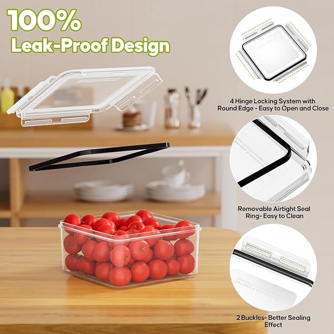 42 PCS Food Storage Containers with Lids (21 Containers & 21 Lids) - Reusable Plastic Food Containers for Kitchen Storage and Organization BPA-Free Leakproof Meal Prep Container with Labels & Pen
