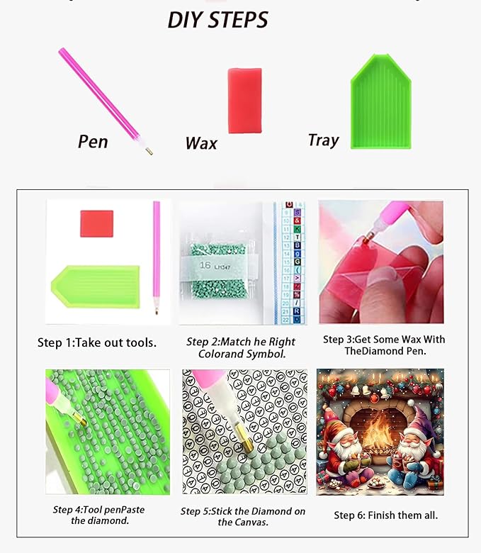 APTDYIGL 5D Christmas Diamond Painting Kits for Adults Beginner,DIY Christmas Gnomes Diamond Art Kits for Adults,Round Full Drill Diamond Dots with Gem Art Kits,Home Wall Decor 13.7X13.7inch