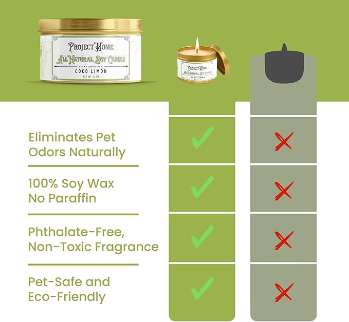 Coco Limone Pet Odor Eliminator Candle, Coconut Lime Scent, 6oz, Eco-Friendly Soy Wax, Made in USA, Pet-Safe, Natural Odor Removal Candle, Non-Toxic, Phthalate-Free, Cotton Wick