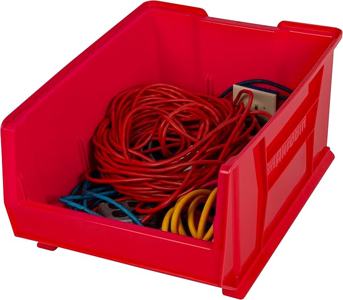 Akro-Mils 30289 Super-Size AkroBins Plastic Storage Bins, Space-Saving Stackable Bins for Garage, Classroom, Warehouse Organization, 24" L x 18" W x 12" H, Red, 1-Pack