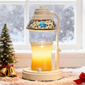 Electric Candle Warmer Lamp with Colorful Diamond Lampshade, Metal Wax Melting Lattern with Timer and Dimmer, Adjustable Height Candle Melting Lamp Home Decor (White)