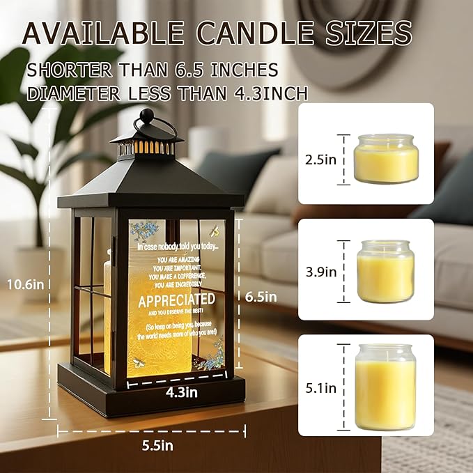 Candle Warmer Lamp with Timer,Lantern Warmer Compatible with 3 Wick Candles,Vintage Dimmable Lamp Candle Warmer Lantern with Glass Motivational Quote Desk Sign Decor Home Office Desk Decor