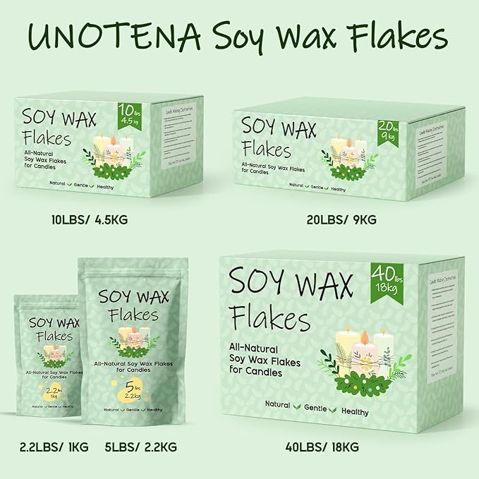UNOTENA Soy Wax Flakes for Candle Making, Natural Candle Wax, Farm-Sourced, No Additives, Safe and Pure, 0.5LB