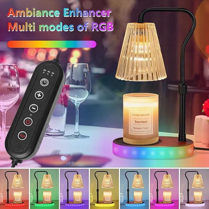 seenlast Candle Warmer Lamp with Color-Changing LED Lights,Timer,4 Level Dimmer,Adjustable Height for Scented Candles,Home Decor Gift for Women Mom,Housewarming,Birthday,Christmas