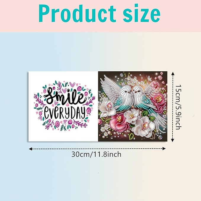 DoxQcs 5D Diamond Art Painting Greeting Cards Kit, DIY Cards for Blessings Congratulations Gifts, Greeting Card Set for Birthday Thanksgiving Day Christmas Halloween-Parrot