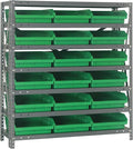 Quantum Storage Systems 1839-110GN Steel Shelving Unit with 4" Shelf Bins, 18" D x 36" W x 39" H, Green
