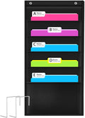 Godery Heavy Duty Storage Pocket Chart for Classroom and Office,Clear Storage Pocket Chart for Files Folder (5 POCKETS)