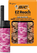 BIC EZ Reach Candle Lighter, The Ultimate Lighter with Wand for Candles, Counterculture, Shrooms, 420 Assorted Designs, 6 Count Pack of Lighters (Camo)