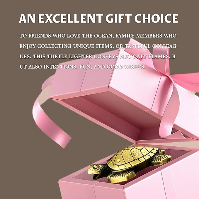 Torch Lighter for Men - Refillable Butane Lighter with Adjustable Jet Flame, Vintage Golden Turtle Design, Unique Desk Decor & Birthday Gift (No Butane Gas) (04)