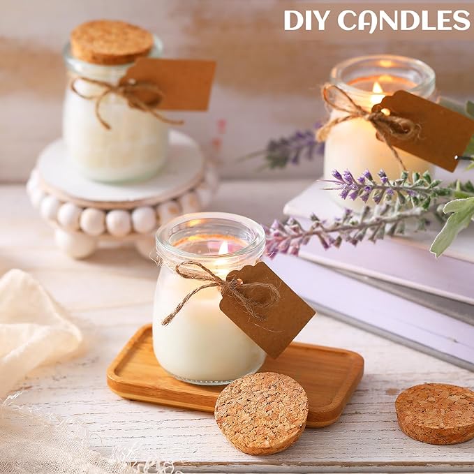 Teenyyou 20 Pack Glass Candle Jars for Making Candles Bulk 3.4 oz Small Clear Empty Glass Jars with Airtight Bamboo Lid Twine Wick Label Wax Core Holder for Baby Shower Guest Christmas Party Gifts