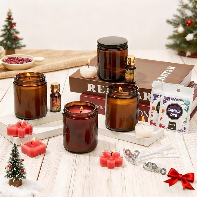 WcoDusak Candle Making Kit for Adults & Beginners, All-in-One DIY Soy Candle Making Kit with Electric Wax Melter, Create Cozy, Handmade Candles for Home Decor & Thoughtful Gifts