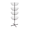 SSWBasics 4-Basket Wire Floor Spinner Rack and Dump Bin (63”H x 22”D) - Each Basket is 8”D x 22” Diameter - Great for Retail, Thrift, and Convenience Stores, Plus Home Organization