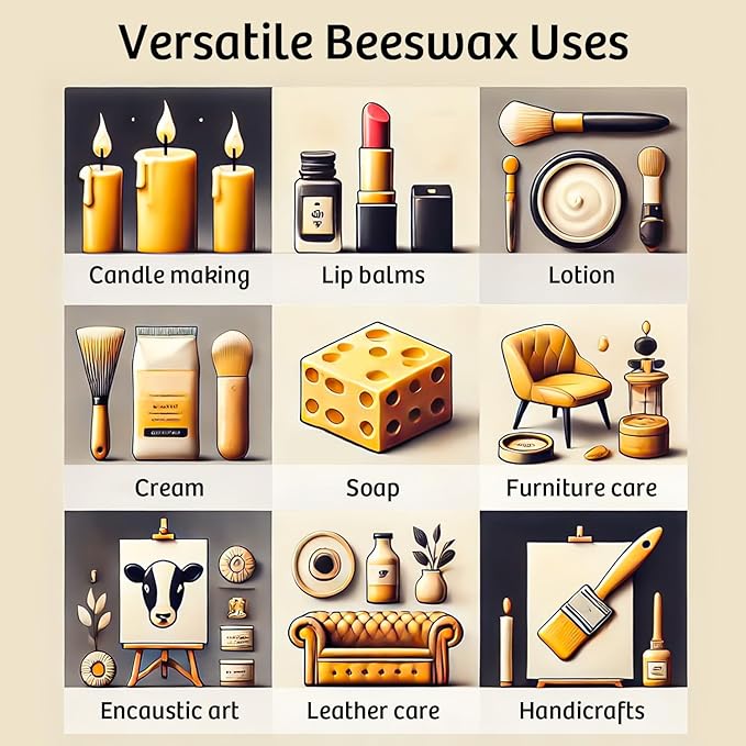 Beeswax Pellets for Candle Making – 1lb/5lb/20lb – Natural Beeswax for Candles, Lip Balms, and Skincare – Yellow Beeswax for DIY Projects – Ideal for Beginners and Experts（1lb）