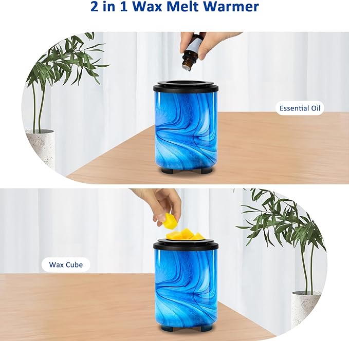Electric Wax Melt Warmer for Scented Wax with 7-Color Changing LED Night Light, Removable Silicone Dish & PTC Safe Heating - Art-Glass Design for Home, Office Décor, and Gifts for Mom