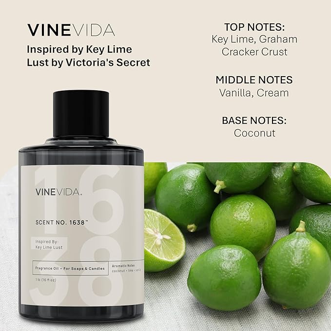 VINEVIDA [16oz] Key Lime Lust Fragrance Oil for Candle Making - Natural Candle Oil Scents - Soap Making Essential Oil - Made in USA