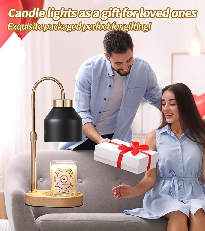 MEIXISUE Candle Warmer Lamp with Dimmer and Timer,Home Decor Lamp for Scented Jar,Electric Wax Melt Warmer,Mother's Day/Birthday/Christmas Gifts for Mom/Wife,Adjustable Height,with 2 Bulbs