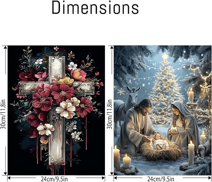 NEGEKFKX 2 Pack Christmas Paint by Numbers Kit for Adults Beginner with Framed,Jesus Easy Adult Paint by Number Kits on Canvas DIY Painting for Beginners Art by Numbers for Home Wall Decor 10x12 Inch