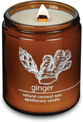 Hemlock Park Crackling Wood Wick Candle Handcrafted with Natural Coconut Wax (Standard 8 oz, Ginger)