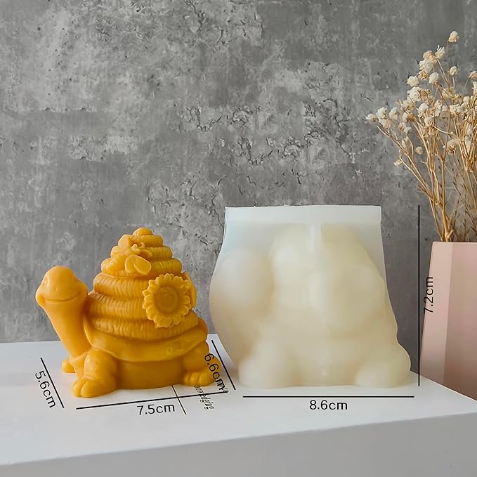 Turtle Soap Mold - Honeycomb Animal Mold for Candle Making and Home Decor - 3D Silicone Casting Mold