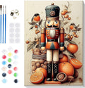 Bowetile Christmas Paint by Numbers for Adults Beginners Framed, Adults' Paint-by-Number Nutcracker Kits on Canvas, Acrylic Number Painting Christmas Gifts for Home Wall Decor, 8x12in