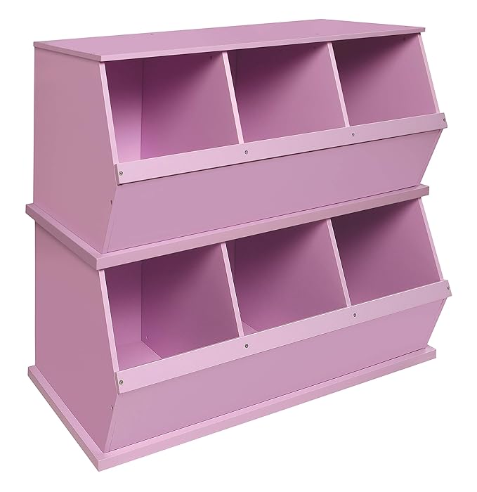 Badger Basket Stackable 3-Bin Storage Cubby - Modular Toy and Craft Organizer with Wide Mouth Bins, Expandable Design, Solid Panel Construction - Compatible with Other Units - Lilac