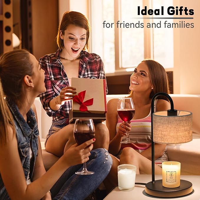 FINCMY Candle Warmer Lamp with Timer, Dimmable Candle Wax Warmer Candle Lamp Warmer for Scented Candles with 2 Bulbs, House Warming Gifts Birthday Gifts for Women Home Decor - Linen