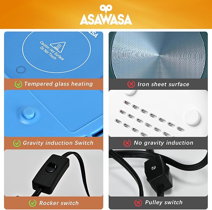 ASAWASA Smart Candle Warmer for Large Jar, Coffee Mug Warmers, with Gravity Switch Auto Shut-On/Off, Safely and evenly Release The Aroma, Keep The Drink at a Pleasant Temperature, A Thoughtful Gifts